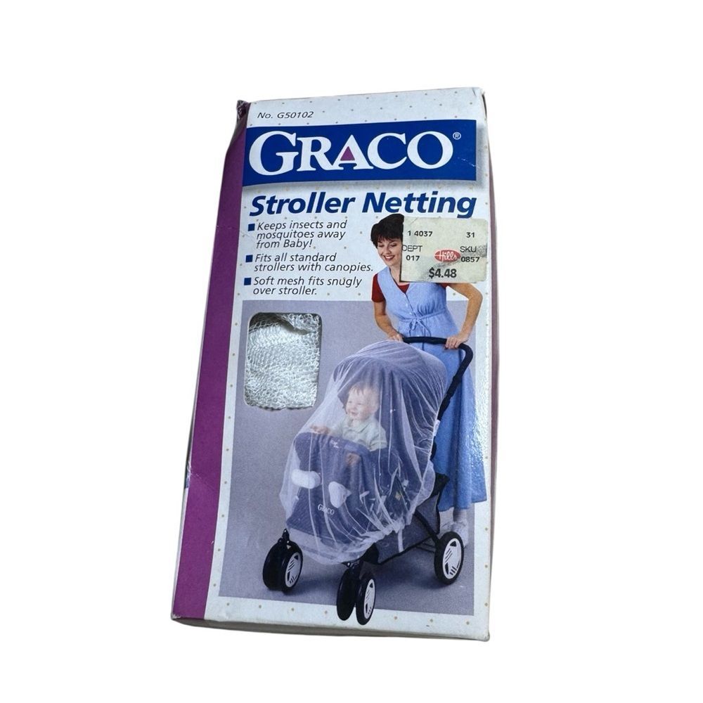 Vtg Y2K Graco Stroller Net Mesh Insect Cover Shield White Baby Nursery Retro